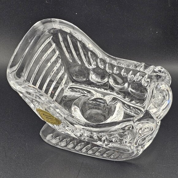 Princess House Crystal Santa Sleigh Candleholder 3" Christmas sled 24% Lead glas - Picture 3 of 12